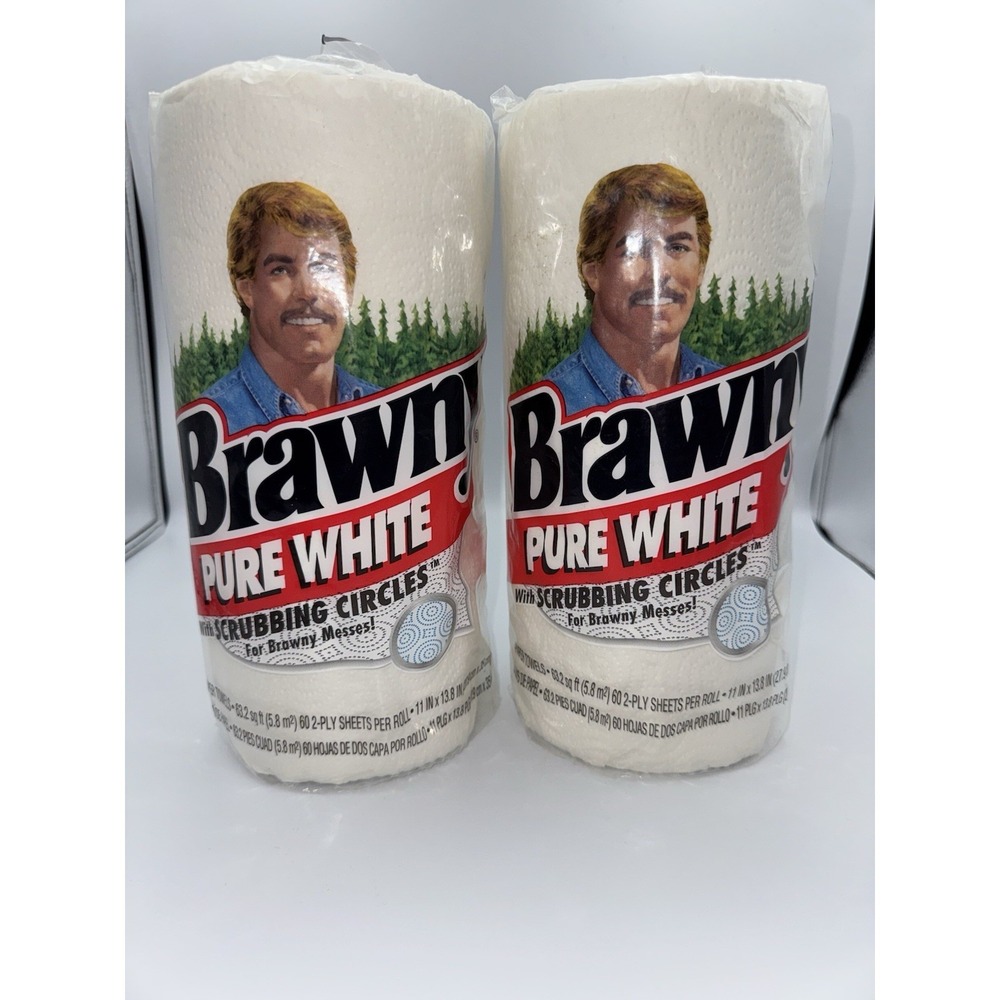Vtg Brawny Print Paper Towels Scrubbing‎ Circles Prop NOS 2 Pack Lot 2002